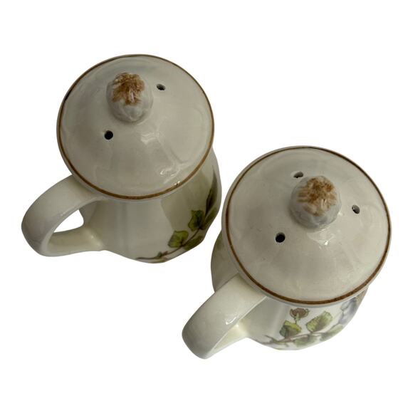 Vintage Apple Blossom Floral Sangostone Salt and Pepper Shaker Set Ceramic  MIB - Picture 4 of 10